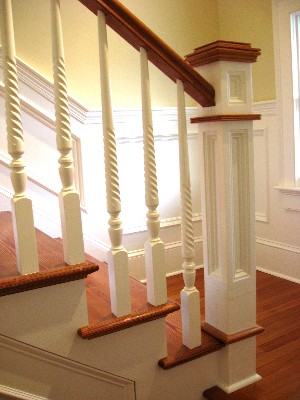 Interior Custom Carpentry:Staircase andWainscoting